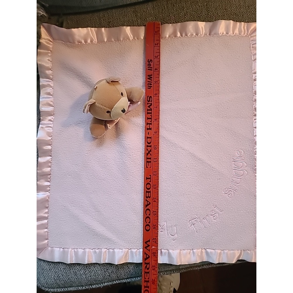 Snuggie Toy "My First Snuggie" Bear Lovey Security Blanket Pink Fleece Satin 18" - Picture 6 of 9